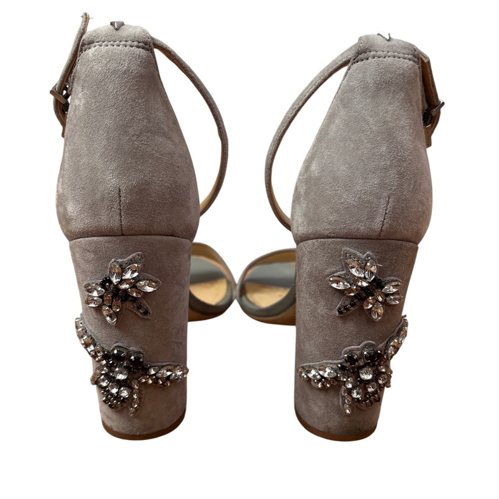 Sam Edelman Yaro 2 Sandals Women Grey Good Crystal Block‎ Heel SIZE 10M - Picture 3 of 7